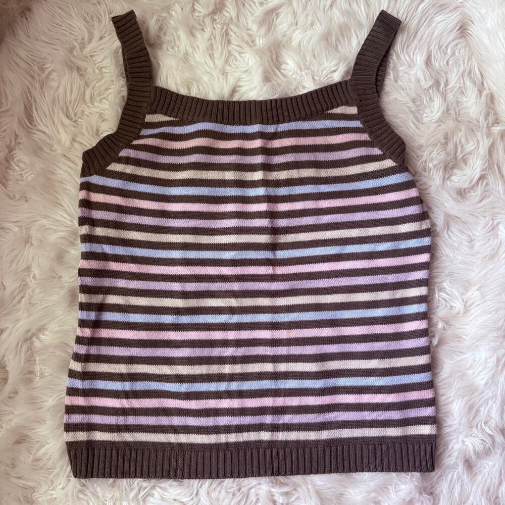 Y2k striped knit tank super